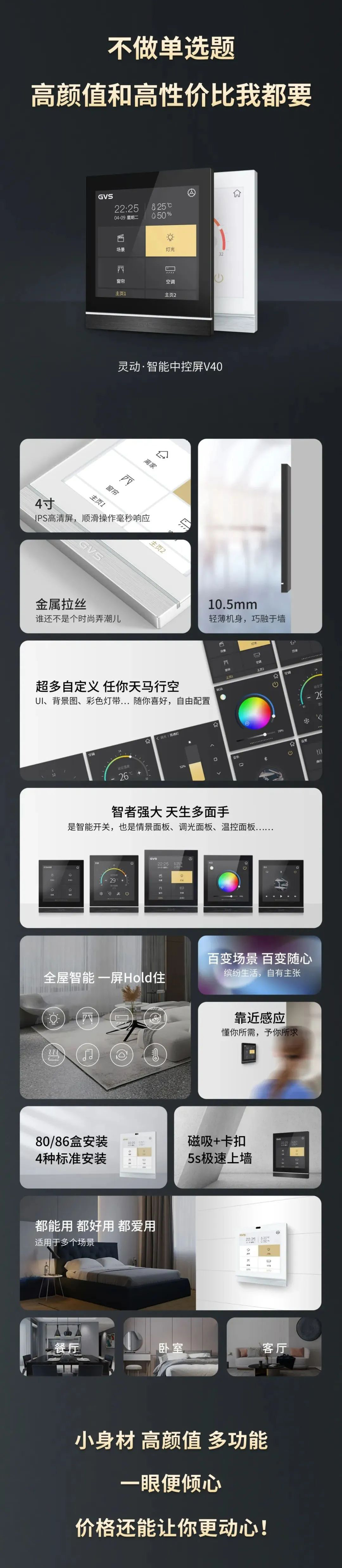 智能家居好物推薦，4寸智能中控屏-靈動·V40